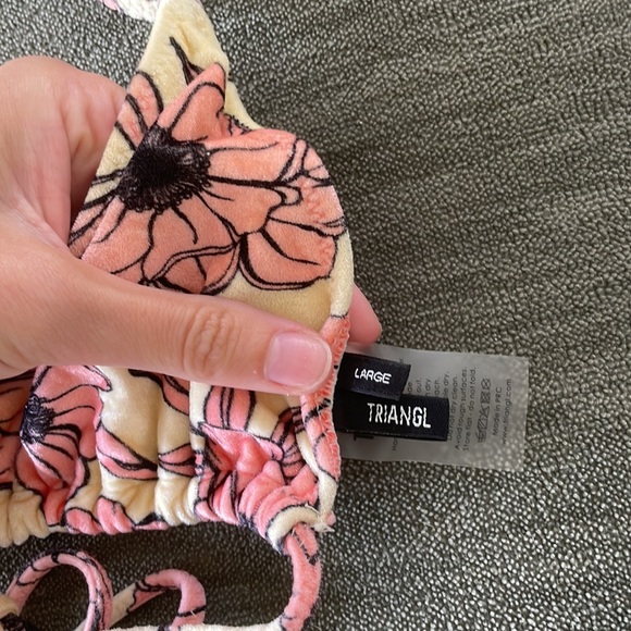Pink Velvet Floral Triangl Bikini - Picture 3 of 5